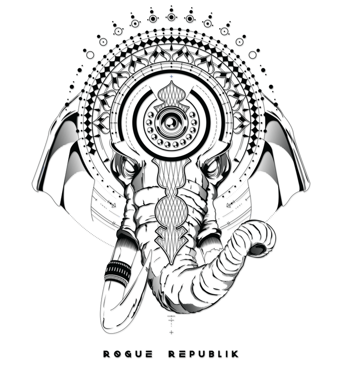Ganesha Sticker ( Black graphic, transparent back round)