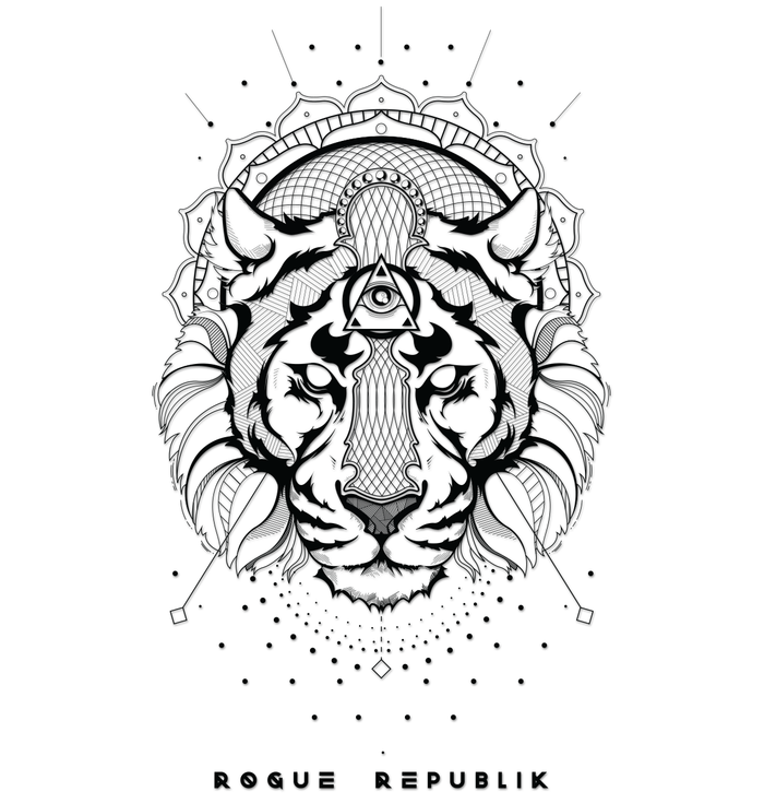 Majestic Rogue Tiger Sticker (Black graphics on a transparent back round)